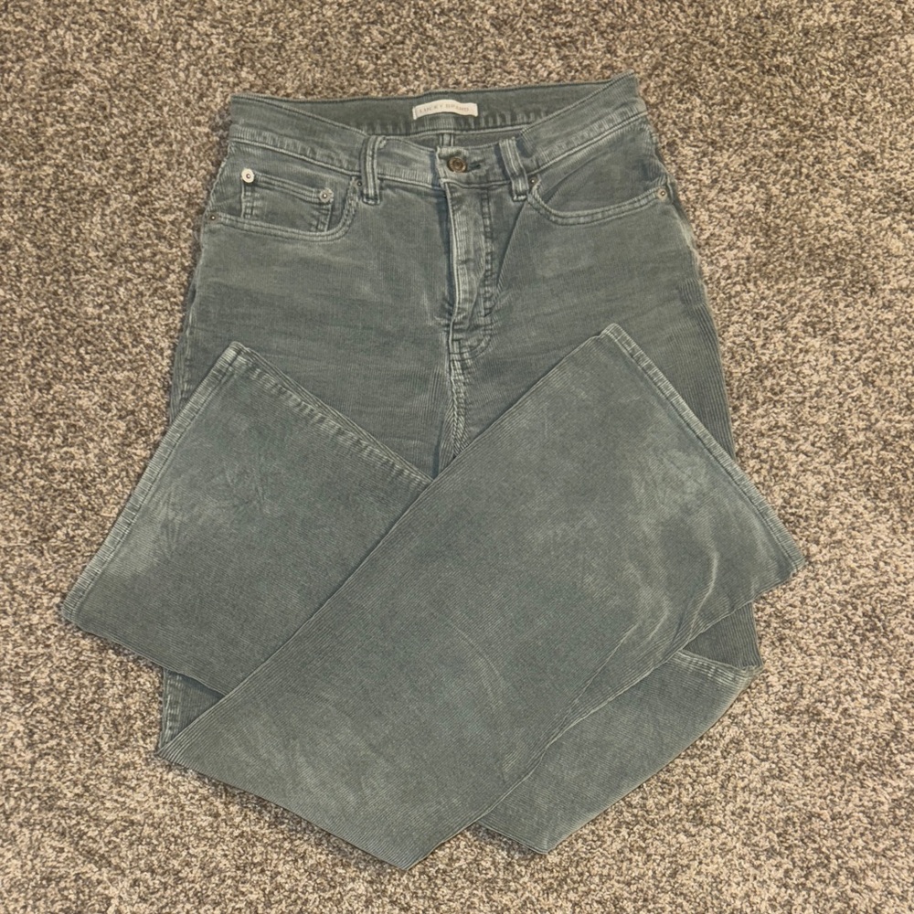 Lucky Brand Women's Sage Green Corduroy Flare High Rise Pant